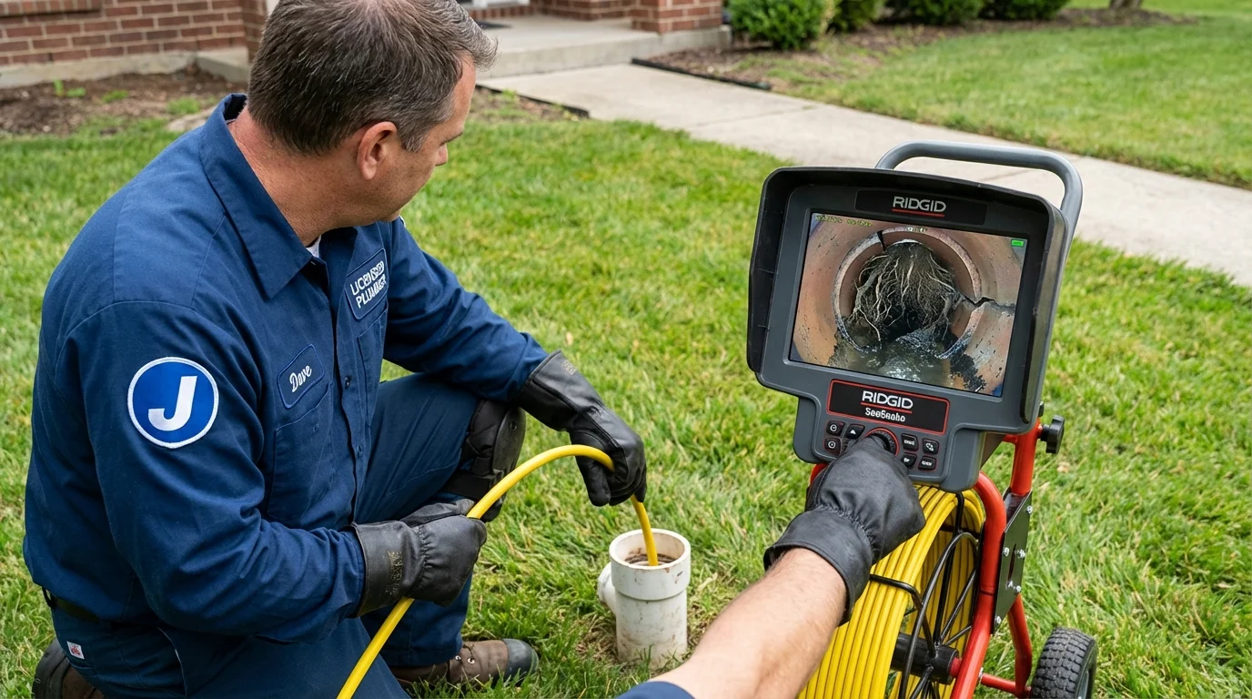 Sewer camera inspection being performed by Johns Plumbing LLC in Tuckerton